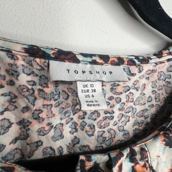 Topshop Leopard Long Sleeve Mini Dress Size Small - Picture 6 of 8